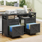 Halitaa File Cabinet with Open Storage Shelf for Home Office, Pure Black - Image 4