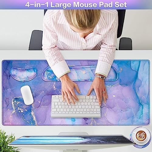4-in-1 Mouse Pad with Wrist Rest Purple,35.4×15.7in Large Gaming Mouse Pad - Image 2