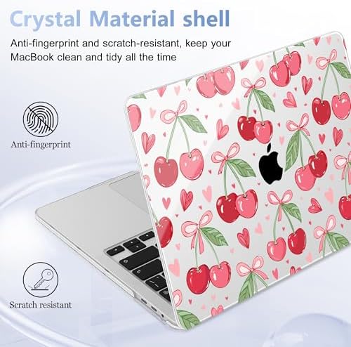 for MacBook Pro 16 inch Case 2019 2020 Release Model A2141, Plastic Hard Shell Cover with Keyboard Cover & Screen Protector for MacBook Pro 16 inch with Touch Bar, Cherries & Pink Bows - Image 6