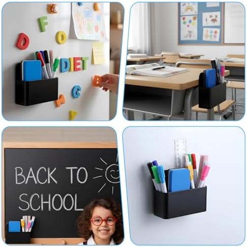 20 Pack Magnetic Dry Erase Marker Holder Bulk Whiteboard Magnetic Marker Holder Pen Pencil Organizer for Classroom Whiteboard Refrigerator Locker Storage (Black) - Image 5
