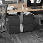 Aobabo 2 Drawer Rolling Metal File Cabinet with Lock, 5 Wheels, Black - Image 2