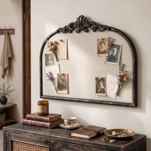 Novabright Arched Metal Framed Pinboard for Walls 20 x 15 Inch Cork Fabric - Image 6