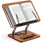 OPTIXCELL Book Stand for Reading, 360° Rotating Book Holder, Page Clips by OPTIXCELL