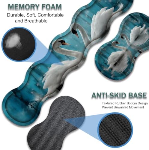 31.5"x 11.8" Oversized Gaming Mouse Pad Set, Ergonomic Keyboard and Mouse Wrist Rest + Cup Holder, Non-Slip Desktop Pad, Suitable for Home and Office Use, Two Swans - Image 2