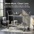 Finnhomy 2 Tier Commercial Grade Rolling Cart, Heavy Duty Utility Cart, Carts with Wheels and Handles, Kitchen Carts on Wheels, Metal Cart with 600 lbs Capacity, Shelf Size 23.6"Dx47.2"W x 39.4"H, NSF - Image 6