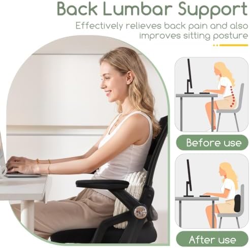 Lumbar Support Pillow for Recliner Chair/Accent Chair/Couch/Office Chair, Tufted Blended Corduroy Back Support Cushion for Elderly, Recliner Cushions for Back Rest, Pain Relief, Reading, Beige - Image 5