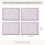 MACKENZIE-CHILDS Cork-Back Placemat Set, Purple-and-White Violet Check - Image 2