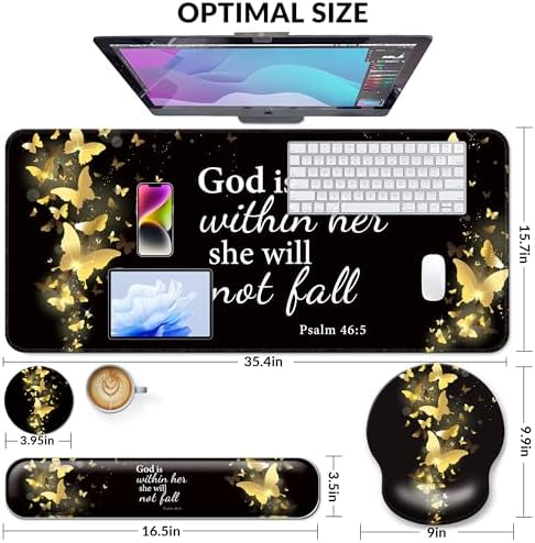 Desk Mat Set Keyboard and Mouse Pad with Wrist Rest Support - Image 3