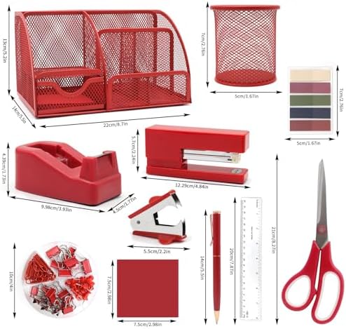 12 in 1 Red Desk Organizers and Accessories for Office Home School - Image 5