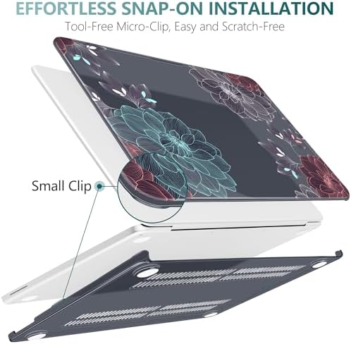 DONGKE Compatible with MacBook Neo 13 Inch Case 2026 A3404 A18 Pro chip & Touch ID, Plastic Hard Shell with Keyboard Cover, Screen Protector & Dust Plugs, Dahlia Flowers - Image 5