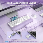 Wireless Keyboard and Mouse Combo, Full-Sized Ergonomic Wave Keys Keyboard with Memory Foam Wrist Rest & Phone Holder, 2.4G Quiet Keyboard Mouse Work Setup for PC Laptop, Office or Home (Purple) - Image 6