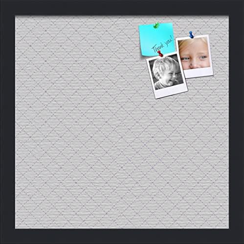 PinPix 14x14 inch Cork Bulletin Board. This Decorative Framed Pin Board Comes with Diamond Pattern in Light Grey Design and Satin Black. Ideal for Home, Office Decor or School (PinPix-524) by PinPixBulletinBoards