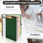 Ospelelf Foldable Spiral Clipboard Folio with Storage Zipper Pouch, 5 Plastic Folders with 10 Pockets,Refillable Lined Notepad (11" x 8.5"), Hardcover Project Organizer with 39 Stickers (Dark Green) - Image 5