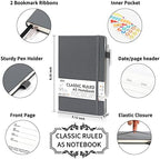 12 Pack Notebooks Journals Bulk with 12 Black Pens, Feela A5 Hardcover Notebook Classic Ruled Journal Set with Pen Holder for School Business Work Travel Writing, 120 GSM, 5.1”x8.3”, Gray - Image 2