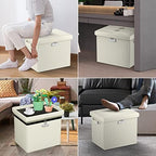 DocSafe Storage Ottoman with Lock,Fireproof＆Waterproof 17 Inches Folding Storage Box with Handles Safe for Important Documents,Leather Storage Ottoman Storage Chest for Living Room,Bedroom,Beige - Image 4