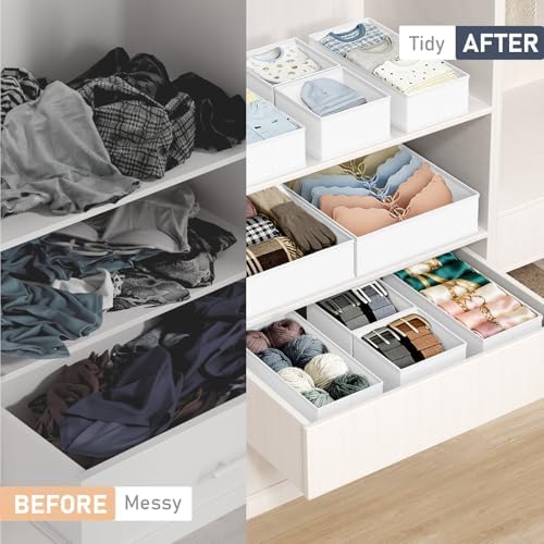 DIMJ Drawer Organizer Clothes - 28 Pack Baby Dresser Organizer for Nursery Closet Organization, Fabric Drawer Organizer Bins for Underwears Socks Bras, Foldable Storage Dividers for Bedroom - Image 5