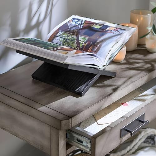 Honygebia Solid Oak Wood Book Stand, Cross Frame Open Display Holder - Image 6