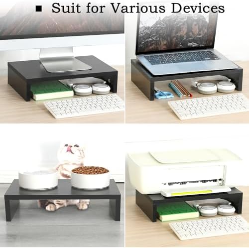 TEAMIX 2-Pack Wood Monitor Stand Riser for Desk , Black - Image 3