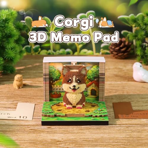 3D Calendar 2027, Tear-Away Desk Calendar, Paper Art Memo Pad, LED Light (Corgi) - Image 3