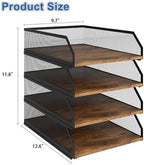 Natwind 4-Tier Stackable Metal Mesh Paper Organizer with Sliding Tray,Retro - Image 2