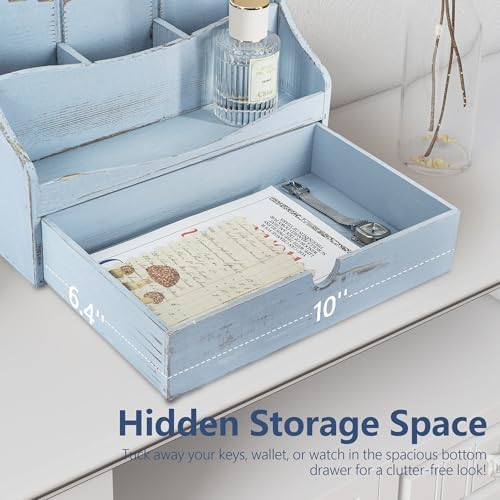 RebeeVision Mail Organizer: Wood Desk Organizer with 4-Slot for Office,Blue - Image 5