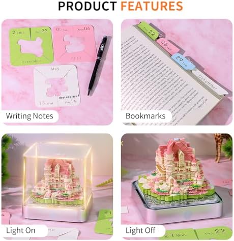 3D Memo Pad, 3D Calendar 2027, Time Piece Calendar, Tear-Off Calendars 2027, 3D Paper Carving Art Memo Pad, Art Carving Sticky Notes for Office Home Gifts Ornaments (Castle of Love) - Image 5