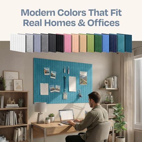X-Large Cork Board Alternative 12-Pack Felt Bulletin Board Thick and Decorative Pin Board for Home Office Walls 47.24 x 35.43 Inches with 72 Adhesive Tabs - [Light Turquoise] - Image 6