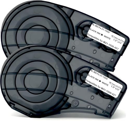 Wire Wrap Label Compatible M21-1500-427 Self-Laminating for Vinyl Patch Panel and Cable Labeling,Work with M210/M210-LAB BMP21-PLUS/LAB Printer,1.5 Inch Width,Black on White,2-Pack by PIZAIE
