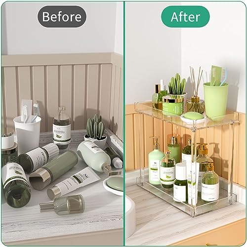 NPPLUS 2-Tier Clear Acrylic Bathroom Organizer Rectangle Counter Shelf - Image 4