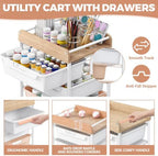 SYKIARIOL Rolling Craft Storage Cart with 4 Drawers,Kids Art Cart,Pearl - Image 3