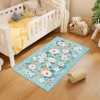 DUKINO 2x4 Entryway Rug, Floral Washable Kitchen Rugs Non Slip, Teal - Image 5