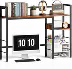 Desk Shelf, 38.6" Desk Hutch for Computer Monitor, Rustic Brown by MZNZ