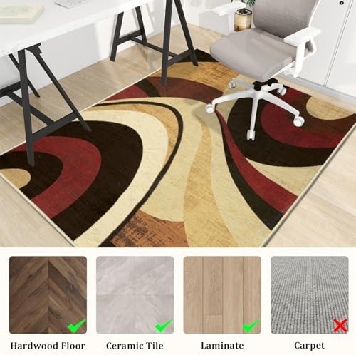 Office Chair Mat for Hardwood Floor, 48"x36" Easy Glide Computer Desk Mat Protector for Rolling Chair Under Desk Rug Nonslip Backing, Machine Wash, (Modern) - Image 3