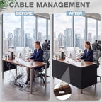 Tegeme 108" Under Desk Privacy Panel Self Adhesive Desk Curtain Skirt Black - Image 4