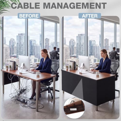 Tegeme 108" Under Desk Privacy Panel Self Adhesive Desk Curtain Skirt Black - Image 4