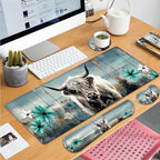 Large Gaming Mouse Pad+ Keyboard Wrist Rest Set, Ergonomics Memory Foam Mouse Mat Wrist Rest Support for Home Office, Waterproof Extended Mousepad 31.5x11.8in, Highland Cow Desk Pad - Image 7