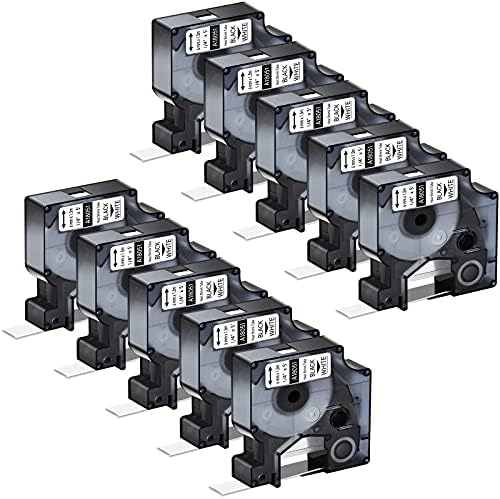 10 Pack Compatible for Dymo Rhino 18051 Black on White 1/4" x 4.9' Industrial Heat Shrink Tube Labels for Rhino 1000 3000 4200 5000 5200 6000 3M Label Maker by KCMYTONER