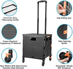 FELICON SELORSS Foldable Utility Cart Folding Portable Rolling Crate-Black - Image 2