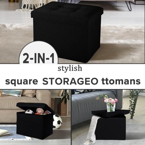 LINMAGCO Ottoman with Storage Small Foot Rest Stool Under Desk Stool Short Folding Footrest for Living Room Bedroom Home Office Dorm Dark Black 17X13X13IN - Image 7