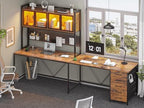 SEDETA L Shaped Gaming Corner Desk with Drawers, Hutch and Storage Shelves - Image 6