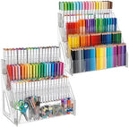 2 Pack Acrylic Desk Organizer, 4 Tier 20 Compartments Vertical Storage for Pens Art Supplies Home Classroom Back to School Office School Office Desk Desktop Stationery Pencil Storage by Unknown