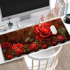 Large Gaming Mouse Pad + Keyboard Wrist Rest + Wrist Support + Coaster Set, Memory Foam Ergonomic for Easy Typing, XXL Extended Gaming Mouse Pad Table Pad - Red Rose - Image 2