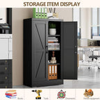 Black Metal Storage Cabinet, 43" Kitchen Pantry Cabinets for Office - Image 3