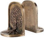 CRAFTSMAN ROAD Tree of Life Bookends, Antique Brass, 2 Decorative Bookends for Shelves or Bookcase, Cast Iron, Non-Skid Heavy Bookends, Home Décor Gift by CraftsmanRoad