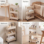 FOCHIER F Utility Slim Storage Cart,3-Tier Rolling Kitchen Office Laundry Room Cart with Wheels,Mobile Shelving Unit Organizer for Living Room,Bathroom, Baby Diaper,Art,Dining Room Narrow Places - Image 6