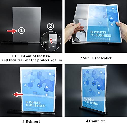 6Pack Acrylic Sign Holder 8.5x11 Vertical,Clear Sign Holder Double-Sided,Plastic Flyer Stand Menu Table Display Holders,Acrylic Paper Holder Plastic Picture Frames for Office Restaurants Show Fair - Image 5