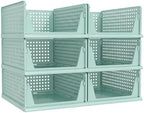 Pinkpum Green Boy Closet Organizers and Storage Stackable Plastic Drawer Basket for Clothing Stackable Storage Bins Shelf Storage Container for Rv Closet Wardrobe Bedroom Bathroom Playroom Man 6 Pack by Pinkpum