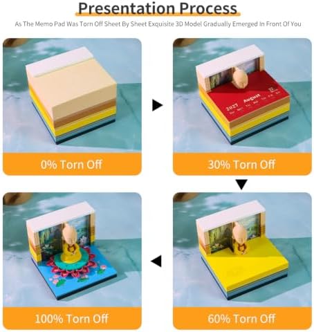 3D Memo Pad, 3D Calendar 2027, Time Piece Calendar, Tear-Off Calendars 2027, 3D Paper Carving Art Memo Pad, Art Carving Sticky Notes for Office Home Gifts Ornaments (Lotus Monk) - Image 3