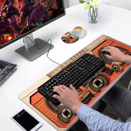 Ergonomic Keyboard Wrist Rest & Mouse Pad Wrist Rest Set, Large XXL Gaming Desk Mat 31.5"x 11.8" with Non-Slip Base, Memory Foam, Easy Typing Pain Relief for Home & Office, Retro Tape Recorder - Image 7