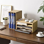 KIRIGEN Wooden Desk Organizer 3-Tier Letter Tray and Paper Sorter, Brown - Image 2